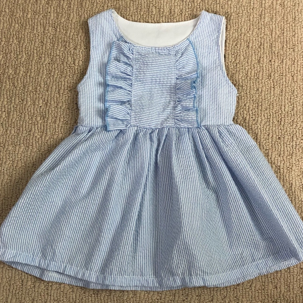Blue and White Seersucker Dress